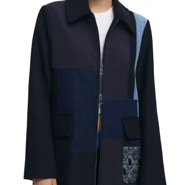 Desigual - Γυναικείο Παλτό Straight Patchwork 25WWEW46-2000 Μαύρο 25WWEW46-2000