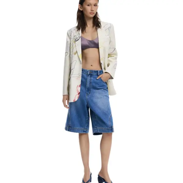 Desigual - Γυναικείο Σακάκι Arty Regular Fit 25WWEW21-1001 Λευκό 25WWEW21-1001