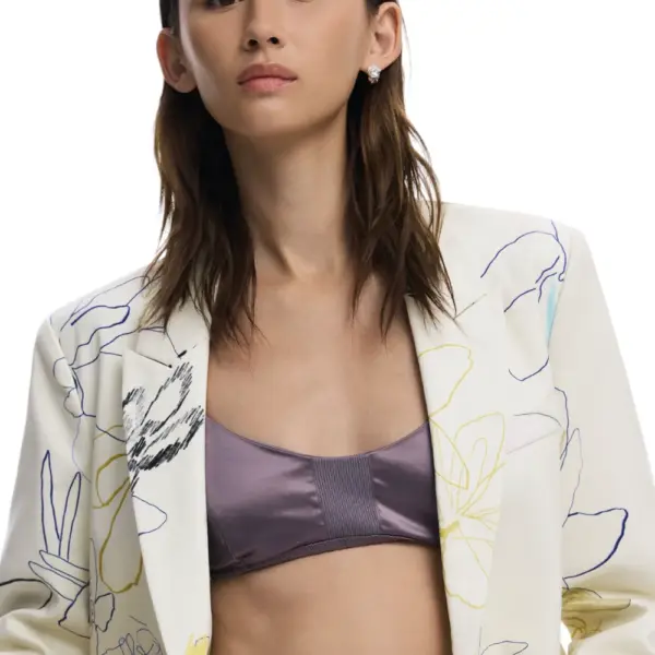 Desigual - Γυναικείο Σακάκι Arty Regular Fit 25WWEW21-1001 Λευκό 25WWEW21-1001