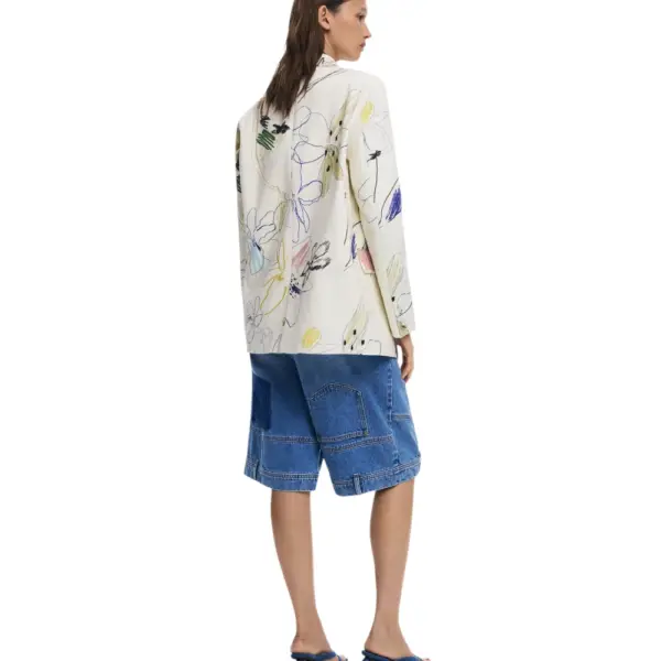 Desigual - Γυναικείο Σακάκι Arty Regular Fit 25WWEW21-1001 Λευκό 25WWEW21-1001