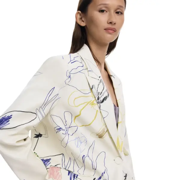 Desigual - Γυναικείο Σακάκι Arty Regular Fit 25WWEW21-1001 Λευκό 25WWEW21-1001