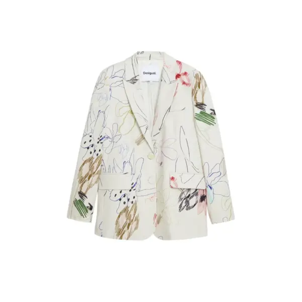 Desigual - Γυναικείο Σακάκι Arty Regular Fit 25WWEW21-1001 Λευκό 25WWEW21-1001