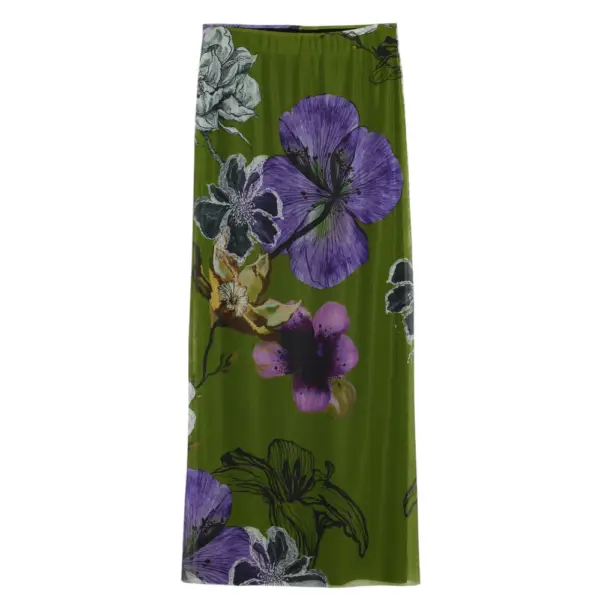 Desigual - Φούστα Maxi Tulleflowers Lacroix Regular Fit 25WWFK03-4010 Πράσινο 25WWFK03-4010