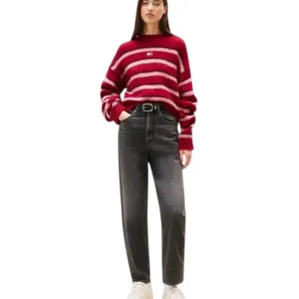 Tommy Hilfiger - Γυναικείο Jean Th Mom Tapered Fit DW0DW21812-1BZ Μαύρο DW0DW21812-1BZ