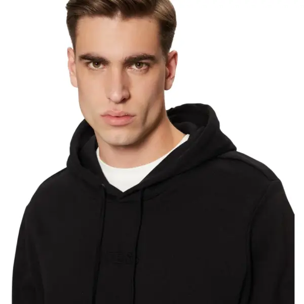 Guess - Ανδρικό Φούτερ Με Κουκούλα Smallogo M4BQ45K9YH1-JBLK Μαύρο M4BQ45K9YH1-JBLK