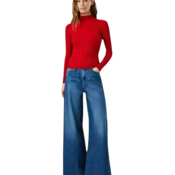 Pepe Jeans - Γυναικείο Πουλόβερ Ημιζιβάγκο Regular Fit PL7000026-264 Κόκκινο PL7000026-264