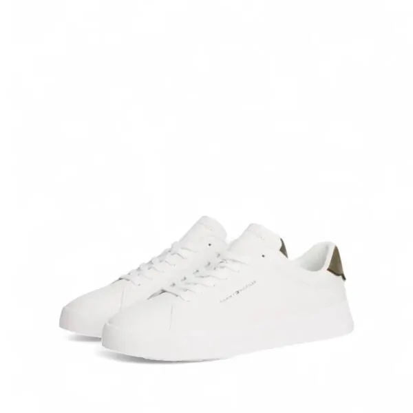 Tommy Hilfiger - Ανδρικά Sneakers Th Court Lth Detail Ess FM0FM05367-0K4 Χακί FM0FM05367-0Κ4