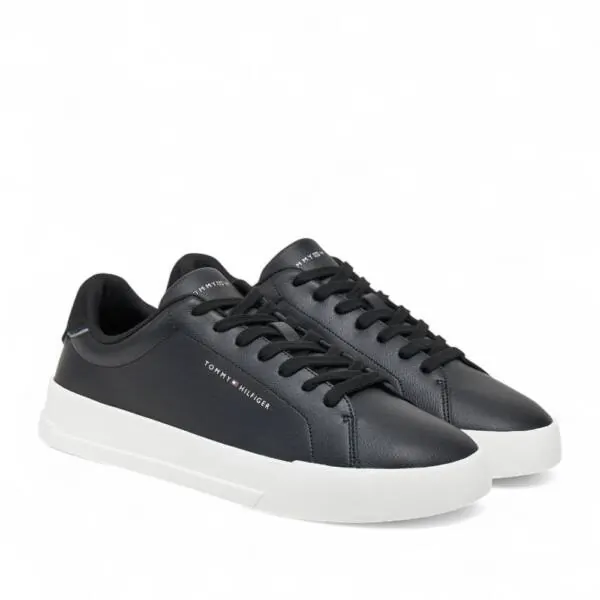 Tommy Hilfiger - Ανδρικά Sneakers Th Court Lth Detail Ess FM0FM05367-BDS Μαύρο FM0FM05367-BDS