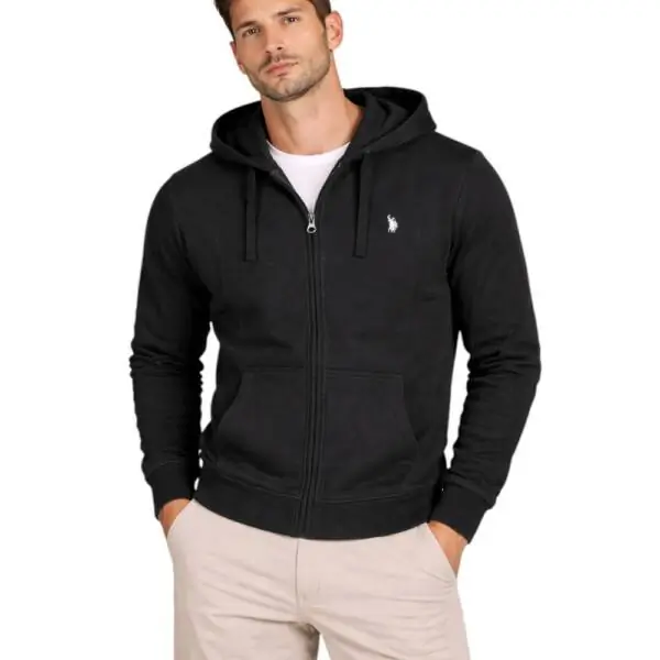 U.S. Polo Assn. - Ανδρική Φούτερ Ζακέτα με Κουκούλα και Τσέπες 63025-53223-199 Μαύρο