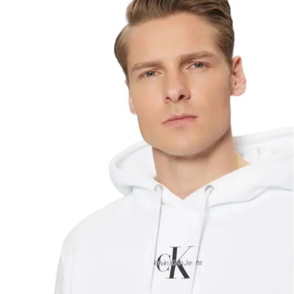 Calvin Klein - Ανδρικό Φούτερ με Κουκούλα Regular Fit J30J323749-YAF Λευκό J30J323749-YAF