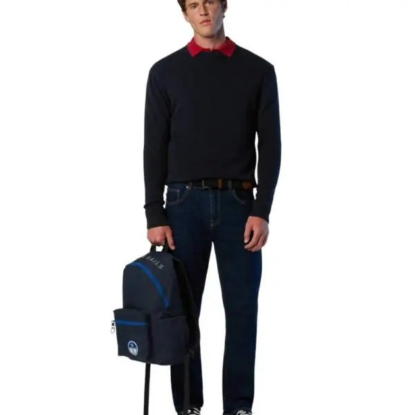 North Sails - Ανδρικό Παντελόνι Τζιν Stripe recycled Regular Fit 673169-000-C001 Μπλε Σκούρο 673169-000-C001