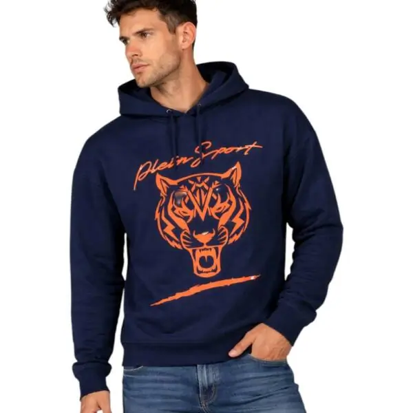 Plein Sport - Ανδρικό Φούτερ με Κουκούλα FIPS214-U85NAVY Μπλε Ναυτικό