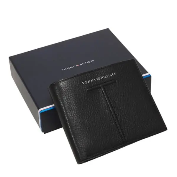 Tommy Hilfiger - Ανδρικό Δερμάτινο Πορτοφόλι Th Central Mini Cc AM0AM10610-BDS Μαύρο AM0AM10610-BDS