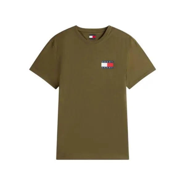 Tommy Hilfiger - Ανδρικό T-shirt Th Essential Flag Tee Regular Fit DM0DM20740-GY1 Λαδί DM0DM20740-GY1