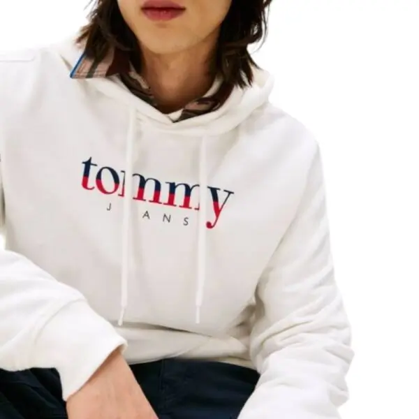 Tommy Hilfiger - Ανδρικό Φούτερ με Κουκούλα Terry DM0DM22642-YBL Εκρού DM0DM22642-YBL