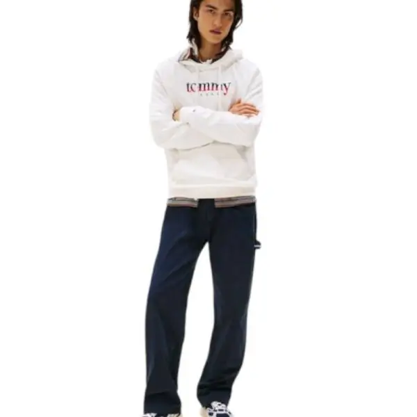 Tommy Hilfiger - Ανδρικό Φούτερ με Κουκούλα Terry DM0DM22642-YBL Εκρού DM0DM22642-YBL