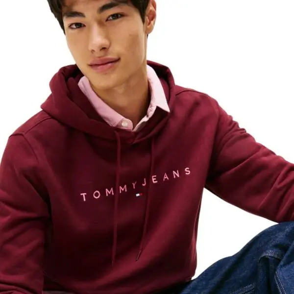 Tommy Hilfiger - Ανδρικό Φούτερ με Κουκούλα και Τσέπες DM0DM20746-XIU Μπορντό DM0DM20746-XIU