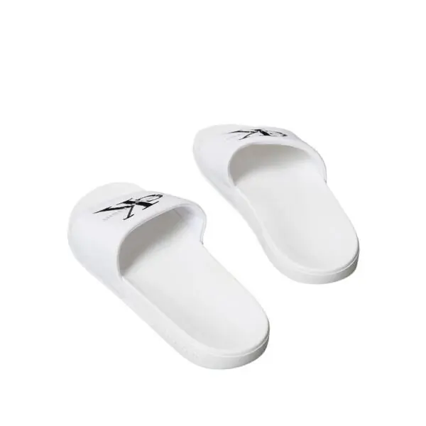 Calvin Klein - Ανδρικές Παντόφλες Slide Canvas Logo YM0YM01393-0K4 Λευκό YM0YM01393-0K4