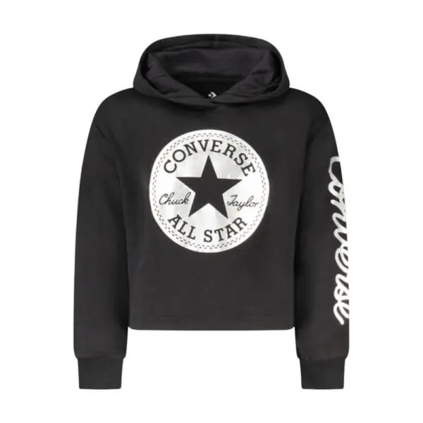 Converse - Παιδικό Μακρυμάνικο Crop Top Με Κουκούλα 369692-023 Μαύρο