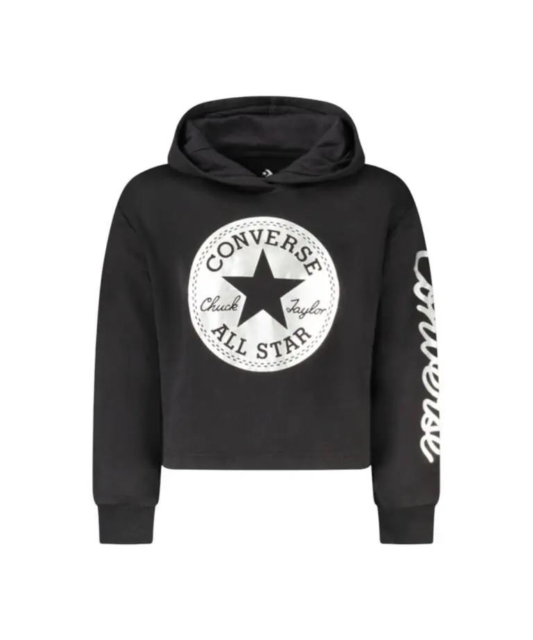 Converse - Παιδικό Μακρυμάνικο Crop Top Με Κουκούλα 369692-023 Μαύρο