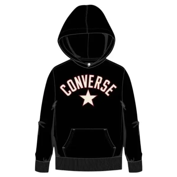 Converse - Παιδικό Φούτερ Unisex Long Sleeve Fleece 9CG176-023 Μαύρο 9CG176-023
