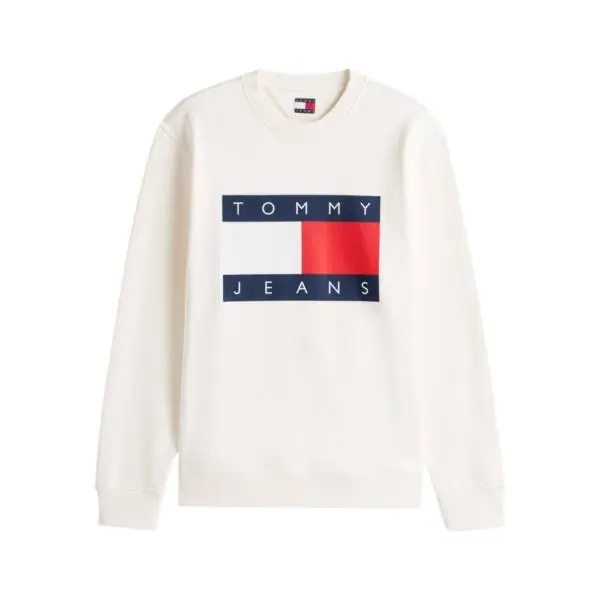 Tommy Hilfiger - Ανδρικό Φούτερ Big Flag Regular Fit DM0DM22643-YBH Λευκό DM0DM22643-YBH