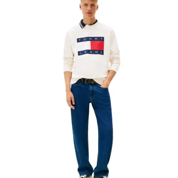 Tommy Hilfiger - Ανδρικό Φούτερ Big Flag Regular Fit DM0DM22643-YBH Λευκό DM0DM22643-YBH