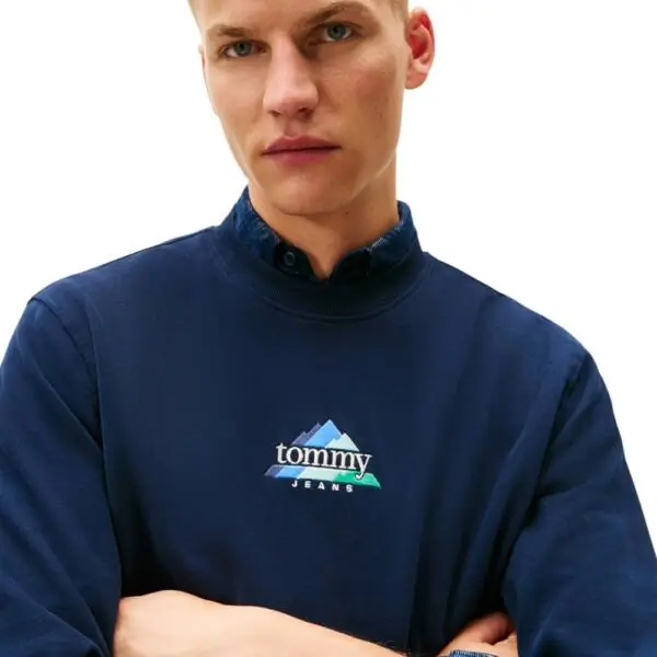 Tommy Hilfiger - Ανδρικό Φούτερ Tjm Entry Dna Play Regular Fit DM0DM22418-C1G Μπλε Σκούρο DM0DM22418-C1G