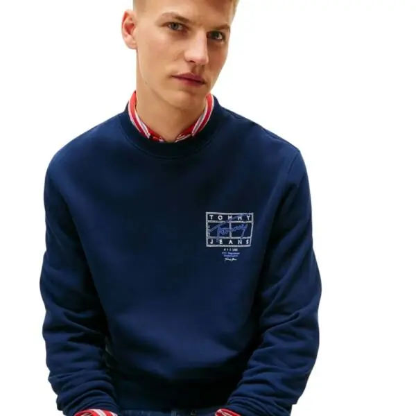 Tommy Hilfiger - Ανδρικό Φούτερ Tjm Entry Dna Play Regular Fit DM0DM22366-C1G Μπλε Σκούρο DM0DM22366-C1G