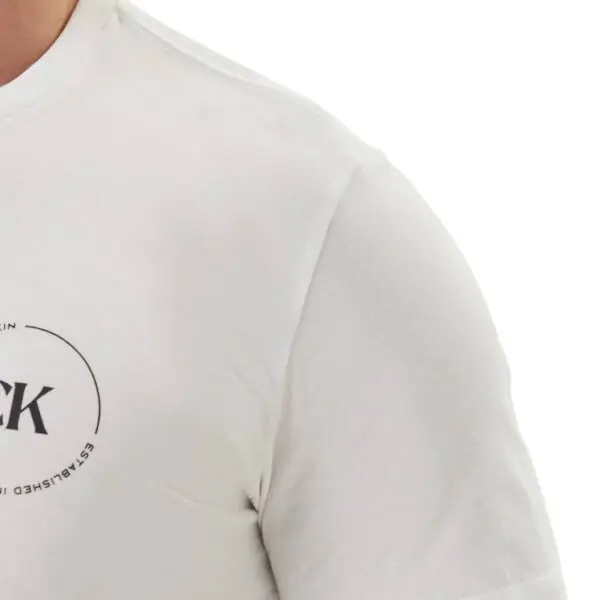 Calvin Klein - Ανδρικό T-shirt Linear Logo Regular Fit LV04RF801G-YAF Λευκό LV04RF801G-YAF
