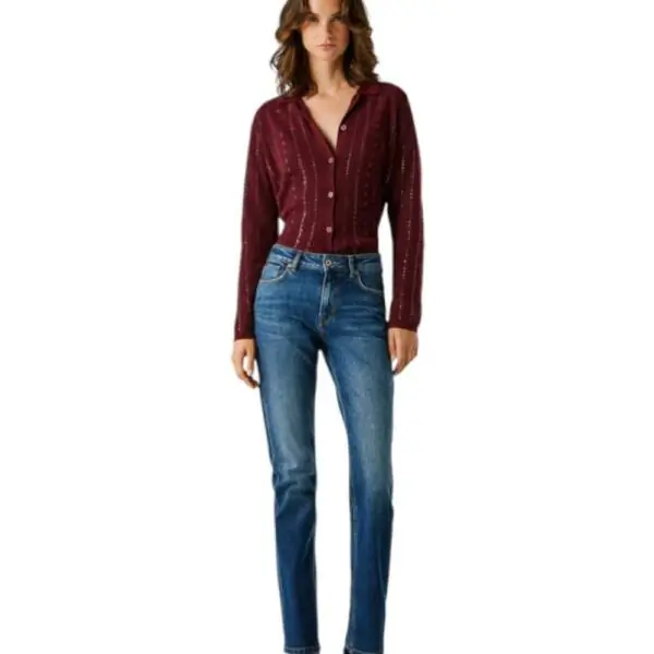 Pepe Jeans - Γυναικείο Παντελόνι Τζιν Mary Straight French Terry PL20473085AC2-000 Μπλε