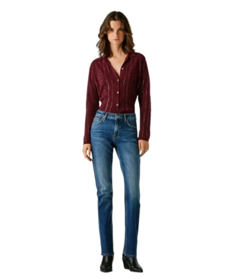 Pepe Jeans - Γυναικείο Παντελόνι Τζιν Mary Straight French Terry PL20473085AC2-000 Μπλε
