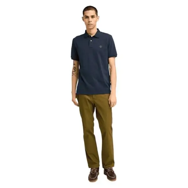 Timberland - Ανδρικό T-shirt Polo Short-Sleeve με Λογότυπο Oyster River TB0A2BRY-Z02 Μπλε Σκούρο TB0A2BRYZ02