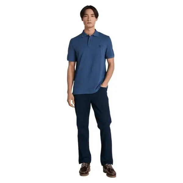 Timberland - Ανδρικό T-shirt Polo Short-Sleeve με Λογότυπο Oyster River TB0A2BRY-EYO Μπλε TB0A2BRYEYO