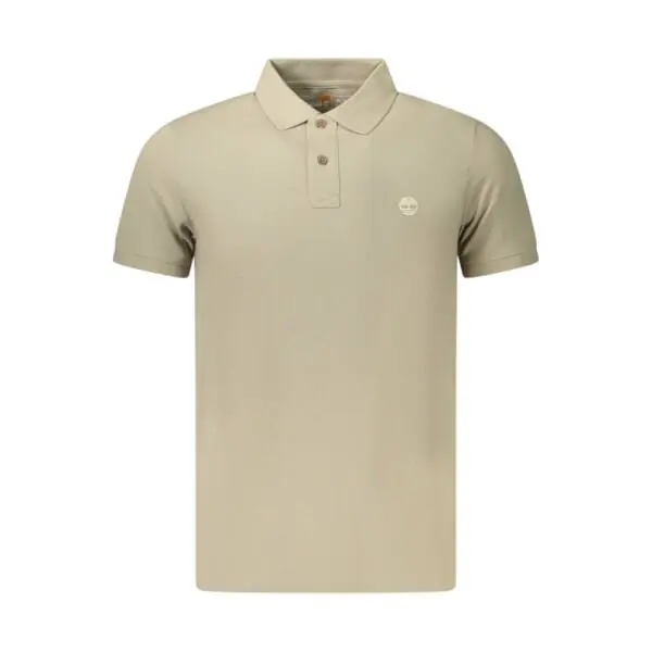 Timberland - Ανδρικό Κοντομάνικο T-shirt Polo Slim Fit Mε Λογότυπο Oyster River TB0A2BS1-DH5 Μπεζ/Γκρι TB0A2BS1DH5
