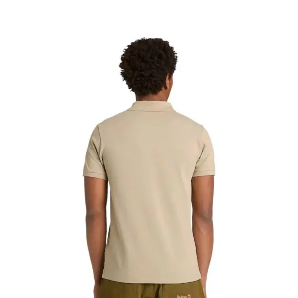 Timberland - Ανδρικό Κοντομάνικο T-shirt Polo Slim Fit Mε Λογότυπο Oyster River TB0A2BS1-DH5 Μπεζ/Γκρι TB0A2BS1DH5