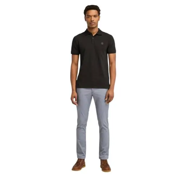 Timberland - Ανδρικό Κοντομάνικο T-shirt Polo Slim Fit Mε Λογότυπο Oyster River TB0A2BS1-X65 Μαύρο TB0A2BS1X65