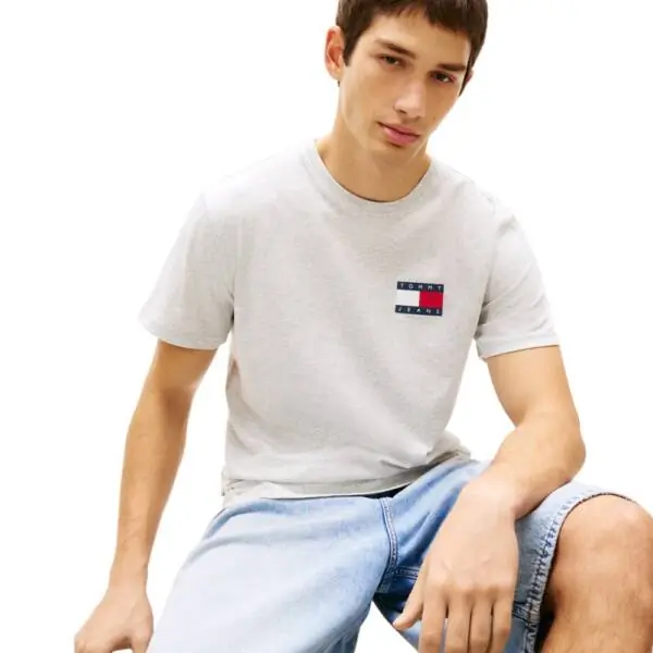 Tommy Hilfiger - Ανδρικό T-shirt Th Essential Flag Tee Regular Fit DM0DM20740-P08 Γκρι DM0DM20740-P08