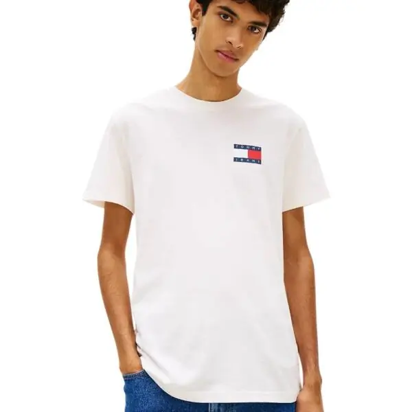 Tommy Hilfiger - Ανδρικό T-shirt Th Essential Flag Tee Regular Fit DM0DM20740-YBH Εκρού