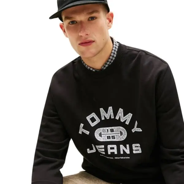 Tommy Hilfiger - Ανδρικό Φούτερ Modern Serif Crew Neck Regular Fit DM0DM22681-BDS Μαύρο DM0DM22681-BDS