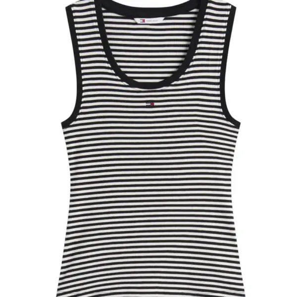 Tommy Hilfiger - Γυναικείο T-shirt Αμάνικο Rib Essential Tank Top Slim Fit DW0DW20673-0AQ Ριγέ Μαύρο DW0DW20673-0AQ
