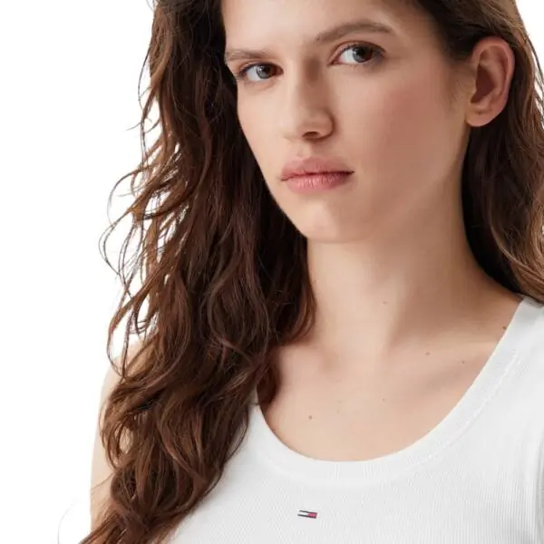 Tommy Hilfiger - Γυναικείο T-shirt Αμάνικο Rib Essential Tank Top Slim Fit DW0DW20673-YBL Λευκό DW0DW20673-YBL