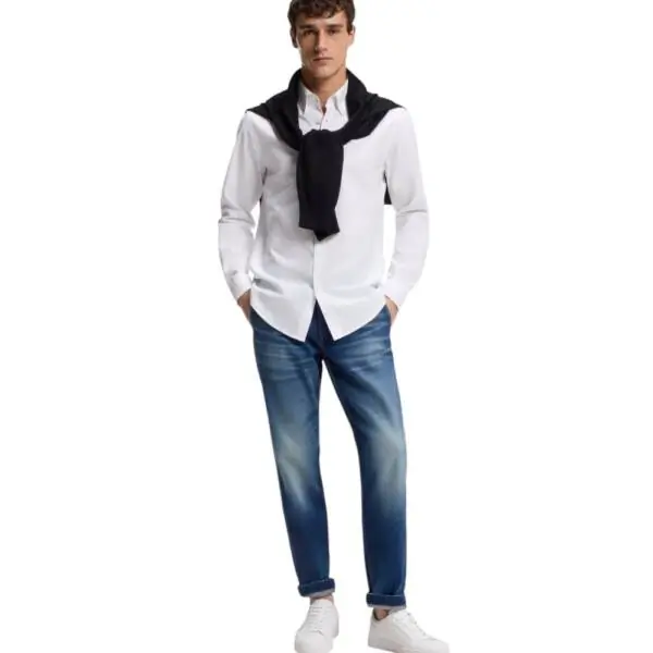 Hugo Boss - Ανδρικό Πουκάμισο Rickert_M Oxford Cotton 50519707-100 Λευκό 50519707-100
