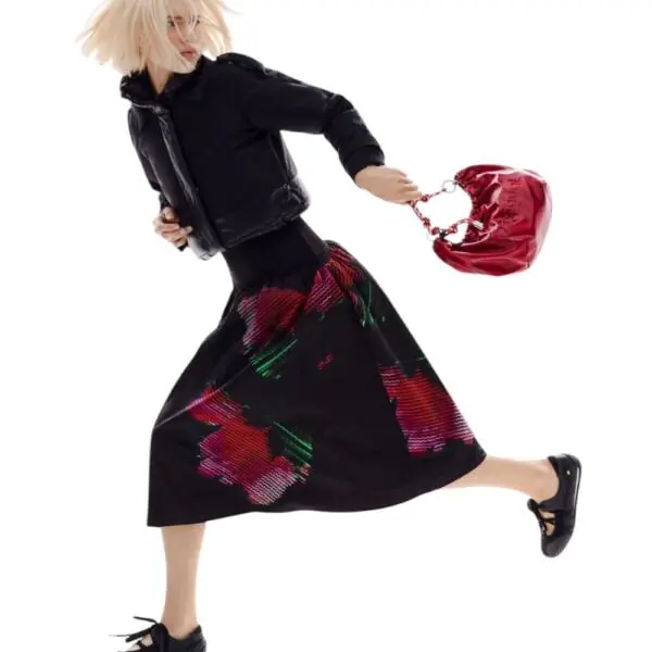 Desigual - Γυναικεία Φούστα Midi Fal Cane 26SWFW02-2000 Μαύρο 26SWFW02-2000
