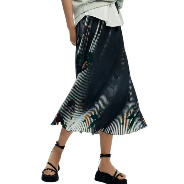 Desigual - Γυναικεία Φούστα Midi Fal Plis 26SWFW14-2000 Μαύρο 26SWFW14-2000