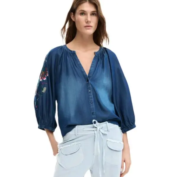 Desigual - Γυναικείο Πουκάμισο Blus Chambre 26SWBW16-5055 Μπλε 26SWBW16-5055