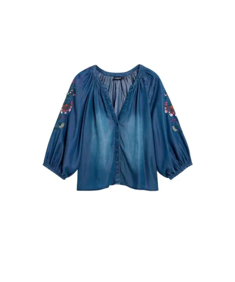 Desigual - Γυναικείο Πουκάμισο Blus Chambre 26SWBW16-5055 Μπλε