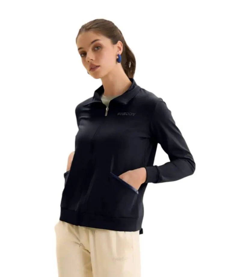 Freddy - Γυναικεία Ζακέτα High-Νecked In Stretch S26WCRS4-B109 Μπλε Ναυτικό