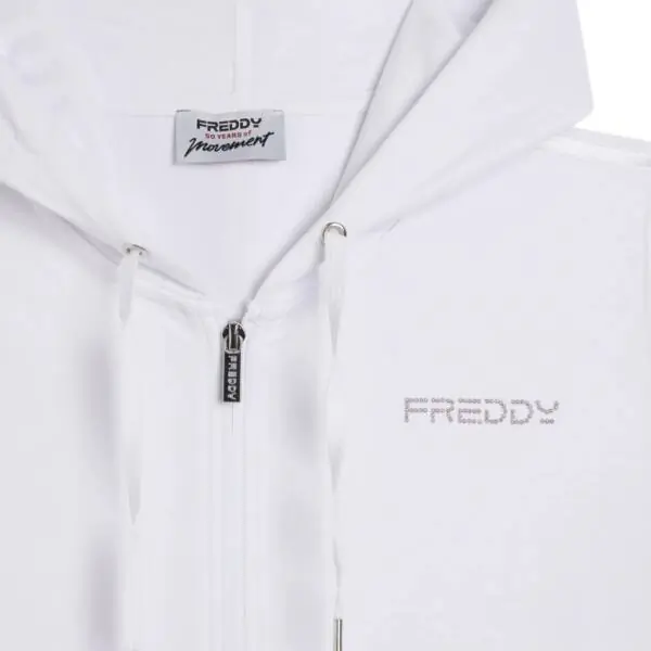 Freddy - Γυναικεία Ζακέτα Φούτερ S26WCRS3-W Λευκό S26WCRS3-W