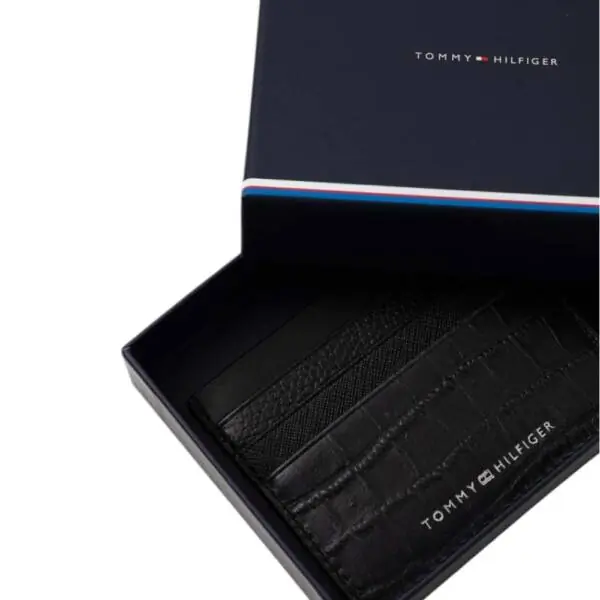 Tommy Hilfiger - Ανδρική θήκη καρτών Texture Leather Credit Cardholder AM0AM12318-BDS Μαύρο AM0AM12318-BDS